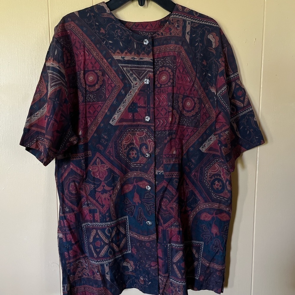 VINTAGE karen scott abstracf blouse!